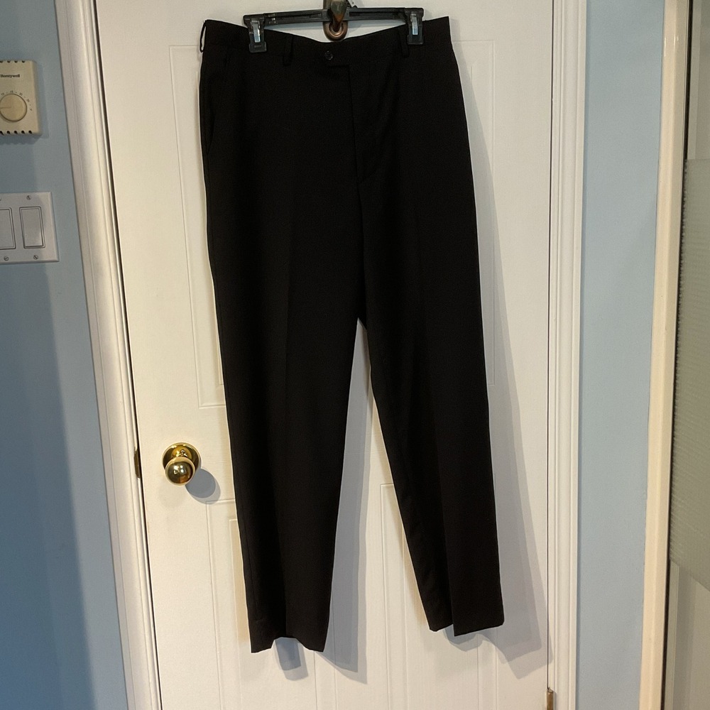 Guy Laroche Dress Pants Mens 36 Black Excellent Super 100s Wool Slacks